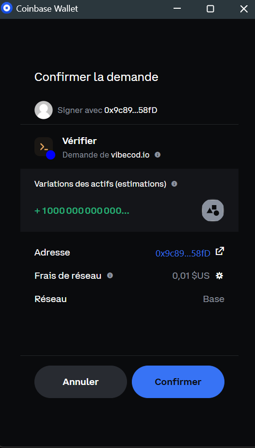 Deployment success — contract address and landing page URL